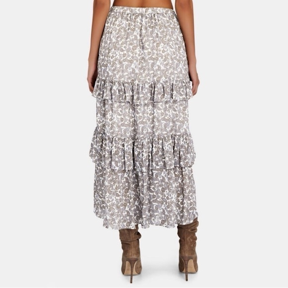 NWT Intermix Odette Tiered Ruffle Paisley Voile Midi Maxi Skirt Medium - Picture 2 of 13